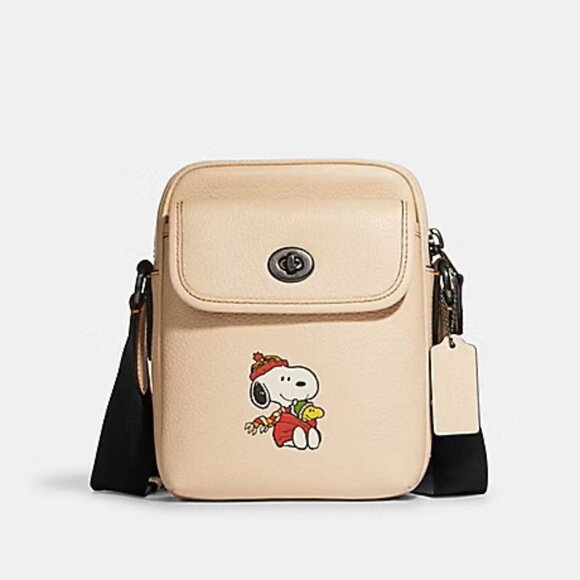 Coach X Peanuts Heritage Crossbody With Snoopy Motif Ivory Multi CE613 - Picture 1 of 9